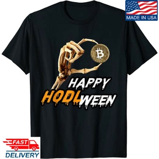 เสื้อยืดโอเวอร์ไซส์เสื้อยืด พิมพ์ลายโครงกระดูกฮาโลวีน Crypto Halloween Bitcoin Hodl Ween Skeleton Hand BtcS-4XL