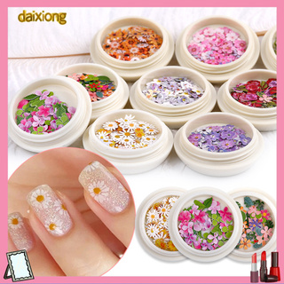 Daixiong สติ๊กเกอร์ลายดอกไม้แห้งสําหรับตกแต่งเล็บ 50 ชิ้น / กล่อง