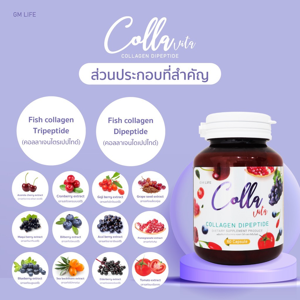 ภาพสินค้าคอลลาเจนไดเปปไทด์ คอลลาวิต้า Colla Vita Collagen Dipeptide Collagen Tripeptide คอลลาเจนไตรเปปไทด์ (60เม็ดX 1กระปุก) จากร้าน honeylimeshop บน Shopee ภาพที่ 4