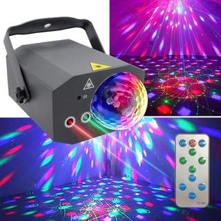 ไฟปาร์ตี้ ตามจังหวะ ไฟดิสโก้ Disco light เทค Magic Ball Laser Light Party Laser Lights 2 Lens+1 RGB