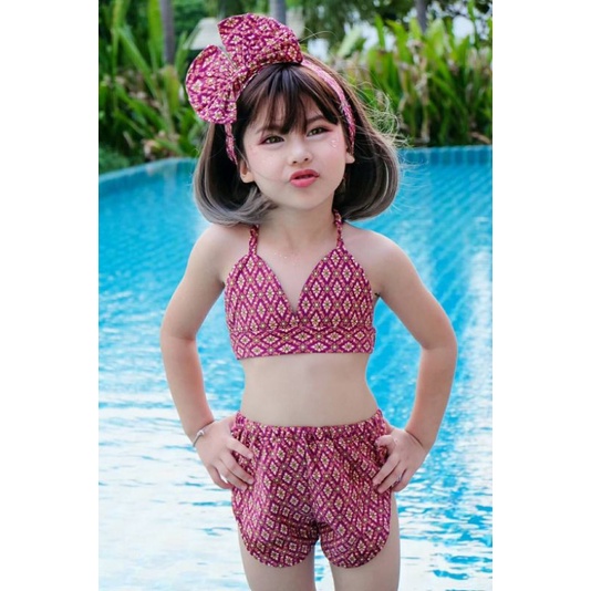 ชุดว่ายน้ำเด็ก-ชุดว่ายน้ำ-ชุดว่ายน้ำลายไทย-แฟชั่นเด็ก
