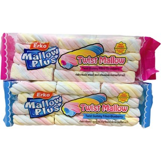 มาร์ชแมลโลว์ มาร์ชแมลโลว์เกรียวสอดไส้ Twist Mallow 2 ไส้  สตรอเบอร์รี & บลูเบอร์รี 180 กรัม