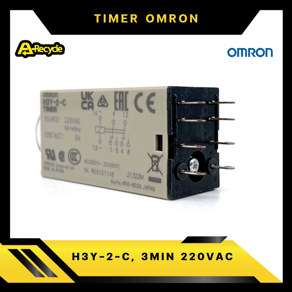 omron-h3y-2-c-3min-220vac-timer-relay-omron-2-contact-8-ขา