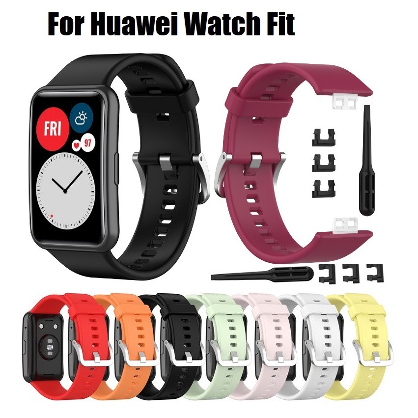 ภาพหน้าปกสินค้าสายนาฬิกา huaweiwatch fit Strap Soft Silicone Band For fit watch Bracelet Wrist Watchband With Tool สาย huawei watch fit