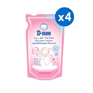 สินค้า [4ชิ้น]D-Nee ดีนี่ ผลิตภัณฑ์ปรับผ้านุ่มเด็ก กลิ่น Happy Baby ถุงเติม 600 มล.