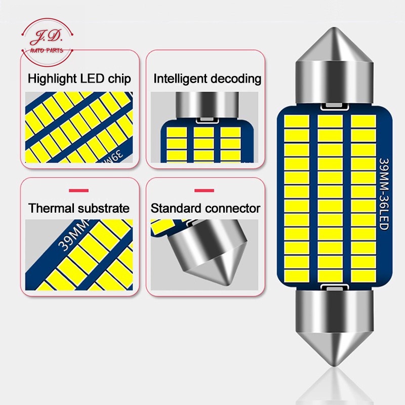 ภาพหน้าปกสินค้า1ชิ้น ไฟเพดาน LED ไฟห้องโดยสาร ไฟส่องป้ายทะเบียน 31mm 36mm 39mm 41mm 12V แสงสีขาว จากร้าน ggchcdj บน Shopee