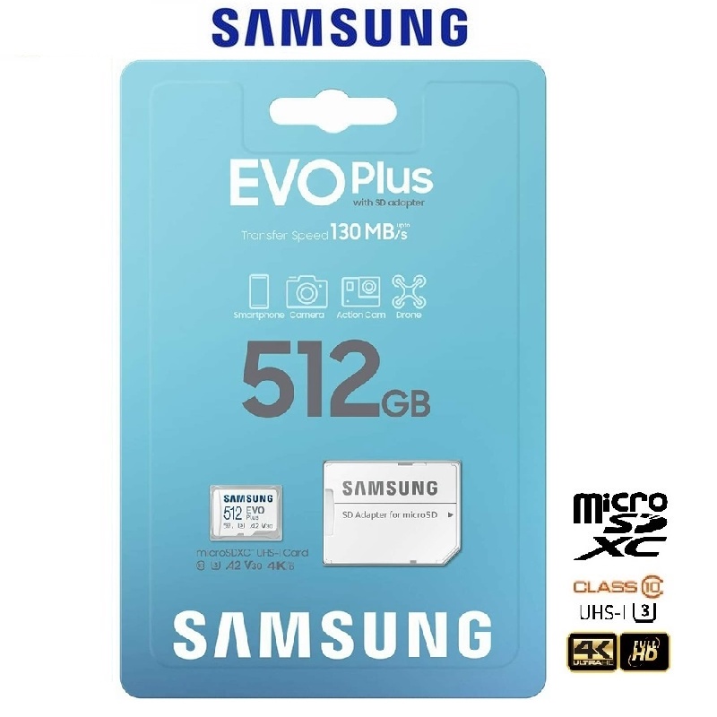 ภาพหน้าปกสินค้าSamsung 512GB EVO Plus Micro SDXC With SD Adapter