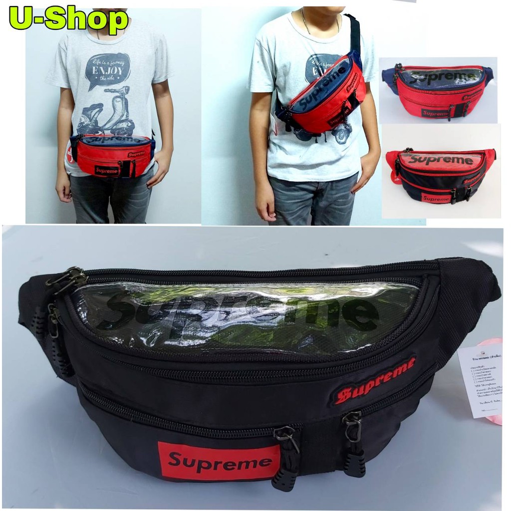 กระเป๋าสะพายข้างและคาดเอว-สกรีนsupreme-us010ฝาพลาสติกบนใบใหญ่