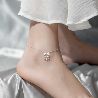 ภาพขนาดย่อของสินค้ากำไลข้อเท้าสีเงิน Lucky Lock Silver Foot Chain Anklet Women Barefoot Ankle Jewelry Gift Party Best Wish