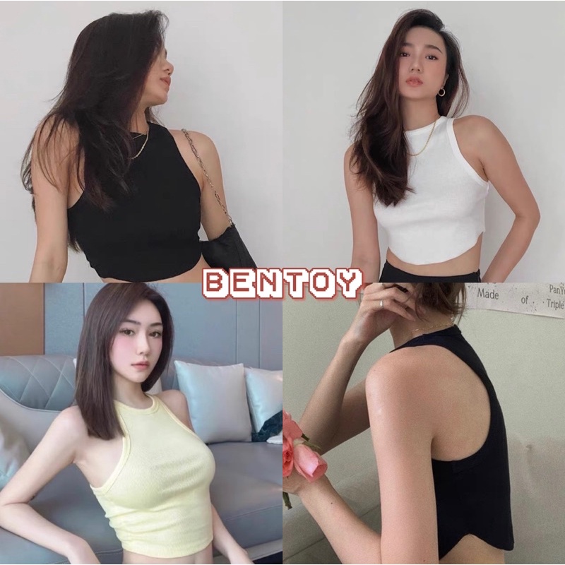 bentoy-13509-เสื้อกล้ามไหมพรมสีพื้น-แขนกุดรัดรูป-ดีเทลเสื้อจิ๋วน่ารัก