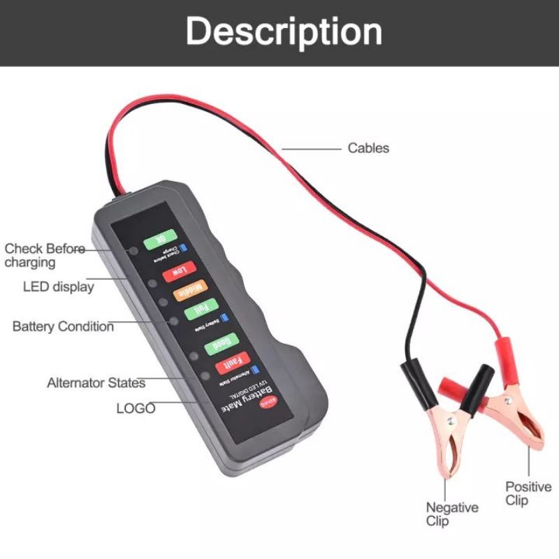 วัดไฟแบตเตอรี่-เครื่องทดสอบแบตเตอรี่-รถยนต์-battery-tester-12v-วัด-ตรวจก่อนชาร์จ-battery-tester-state-check-overload