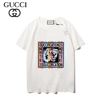 I4v7 Gucci เสื้อยืดแขนสั้น ผ้าฝ้าย พิมพ์ลาย แฟชั่นสําหรับผู้ชาย และผู้หญิง   แม่     cnx