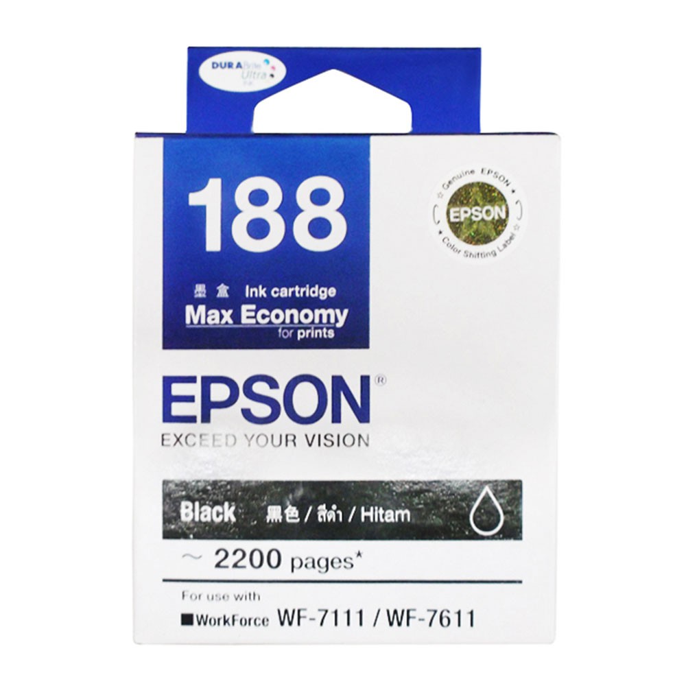 Epson 188 Black (T188190) หมึกพิมพ์อิงค์เจ็ต สีดำ จำนวน 1 ชิ้น ใช้กับพร ...