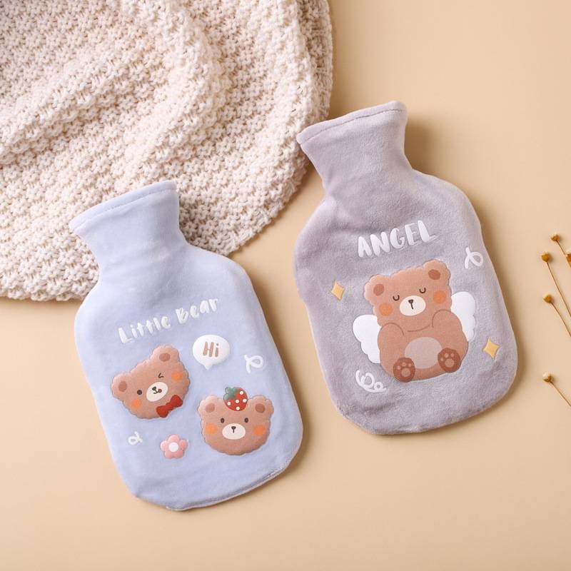 กระเป๋าน้ำร้อน-รูปหมี-ผ้านุ่ม-ความจุ-350ml-ขนาดเล็ก-กระทัดรัด-พกพาง่าย