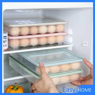 กล่องเก็บไข่ ที่เก็บไข่ กันกระแทก  เก็บได้24ฟอง (คละสี) ไข่กล่องบรรจุอาหารคริสเปอร์  egg storage box