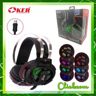Oker Vibration Gaming 7.1 Headset รุ่น G328 หูฟังเกมมิ่งไฟเรืองแสงหัวเสียบ USB