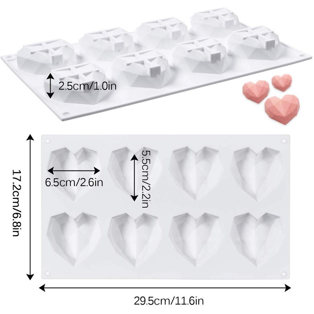 แม่พิมพ์-silicone-3d-8-ช่อง-รูปหัวใจเพชร-diamond-heart-สีแรนดอม