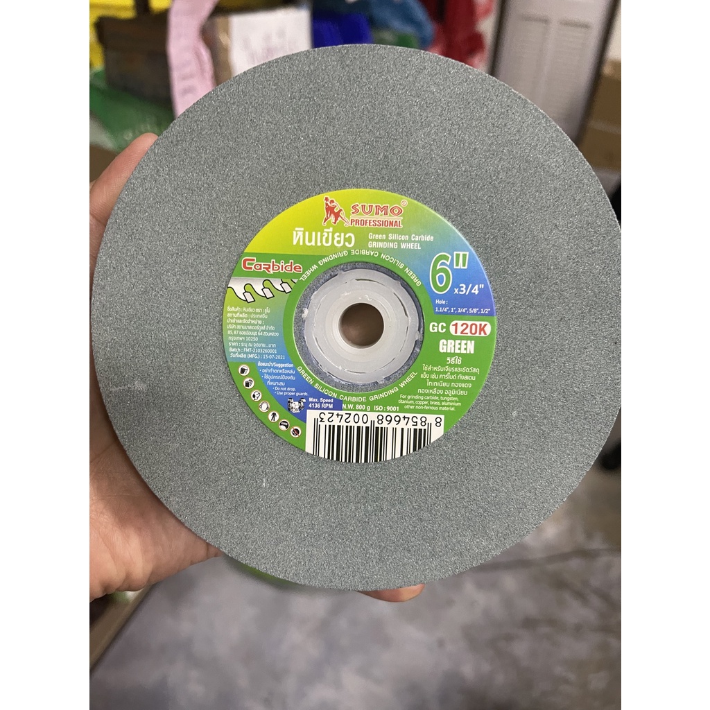 sumo-หินเจียร-6-นิ้ว-สำหรับ-แท่นเจียร-สีเขียว-gc-6-x3-4-120k