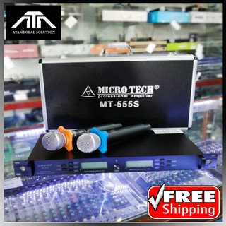 ไมโครโฟนไร้สาย Microtech MT - 555S ไมค์ลอย ไมโครเทค มีเสาหน้า ฟรี กันกลิ้ง ปรับความถี่ได้ เสียงดีราคาถูก ไมค์