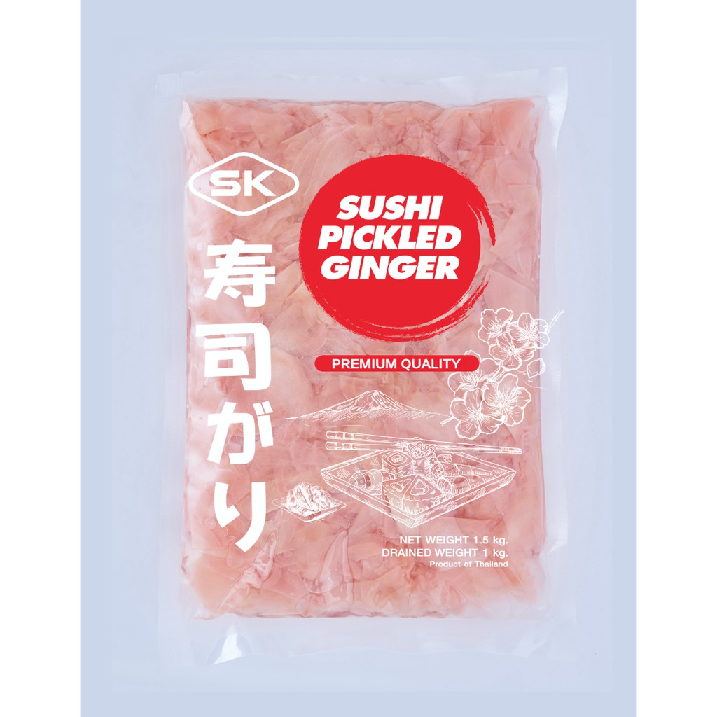 ภาพหน้าปกสินค้าขิงดอง SK ขิงดองญี่ปุ่น ขิงสไลซ์ซูชิ สีชมพู 1.5 Kg. Sushi Ginger