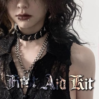 🔥Sale🔥สร้อยคอโชคเกอร์หนังแต่งอะไหล่ห่วง Gothic พร้อมส่ง