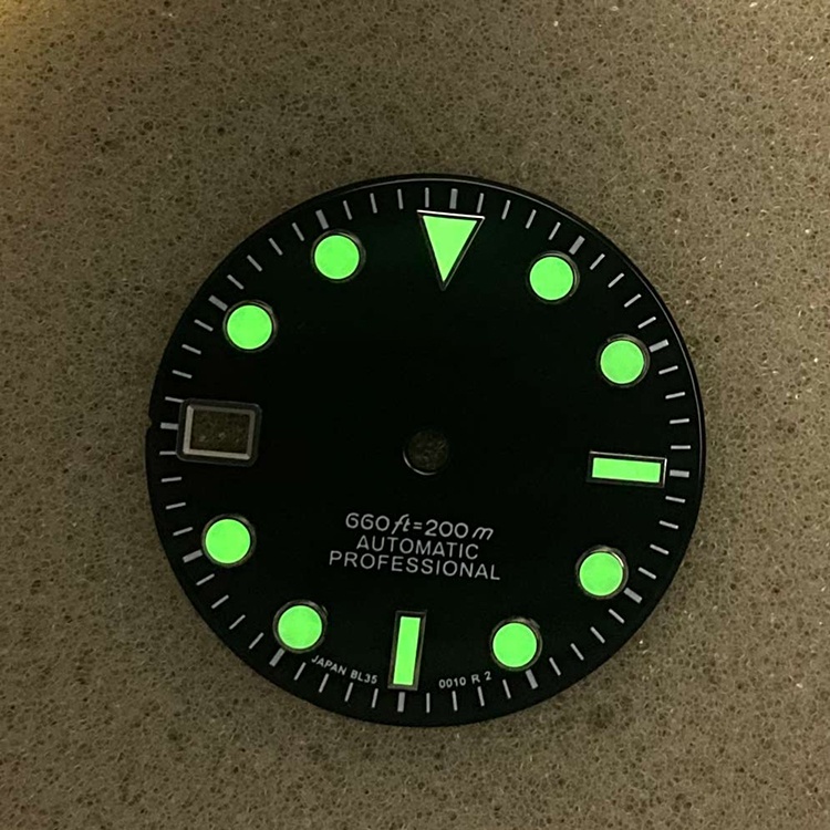 ภาพสินค้าหน้าปัดนาฬิกาข้อมือ 9 O'clock เรืองแสง สีเขียว 28.5 มม. สําหรับ NH35 Movement จากร้าน fufang.th บน Shopee ภาพที่ 3