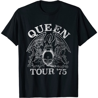 เสื้อยืดโอเวอร์ไซส์เสื้อยืด พิมพ์ลายโลโก้ Official Tour 75 Crest Queen BandS-3XL