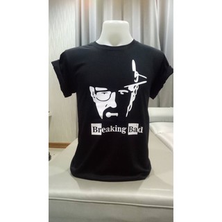 เสื้อยืดคอกลมสีดำ screen ลาย "breaking bad