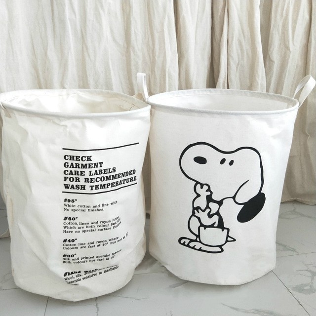 ตะกร้าผ้าแคนวาส-กันน้ํา-ลายการ์ตูน-snoopy-น่ารัก-สําหรับใส่เสื้อผ้าใช้แล้วนักเรียน-หอพัก