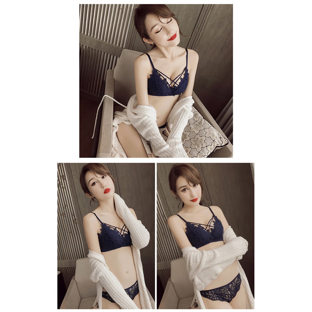 ชุดชั้นใน-แฟชั่น-ลายดอก-ใส่สบาย-สีดำลูกไม้-เซ็ทเสื้อใน-กางเกงใน-34-36-38