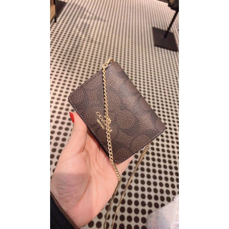 MINI WALLET ON A CHAIN IN SIGNATURE CANVAS (COACH 6650) Shopee Thailand