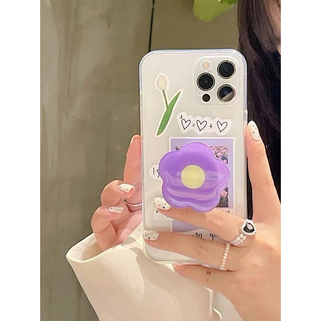 เคสโทรศัพท์ไอโฟน-iphone-ลาย-ดอกไม้-พร้อม-ตัวช่วยถือสมาร์ทโฟน