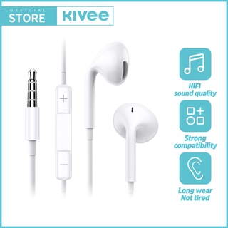 สินค้า KIVEE หูฟัง หูฟังอินเอียร์ earphone หูฟังเบส แบบมีสาย 3.5mm Jack พร้อมไมโครโฟน ของแท้100% for Vivo Oppo HUAWEI Xiaomi