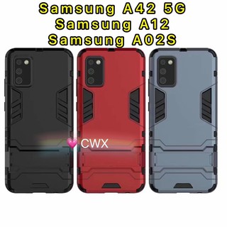 Case Samsung A12/A42 5G/A02S เคสแข็ง หลังแข็ง PC + TPU ปกไฮบริด เคสกันกระแทก A12/A42 5G/A02S