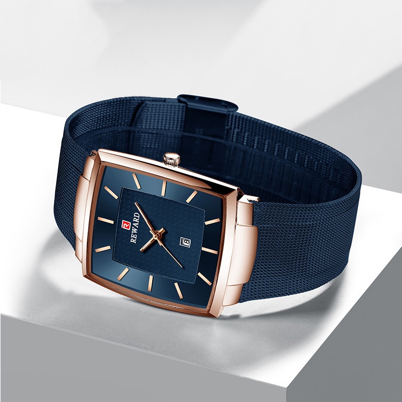 มุมมองเพิ่มเติมเกี่ยวกับ REWARD นาฬิกาแฟชั่นแบรนด์ผู้ชายสีฟ้า 2020 ใหม่ผู้ชายธุรกิจกันน้ำสแตนเลสควอตซ์นาฬิกาข้อมือ