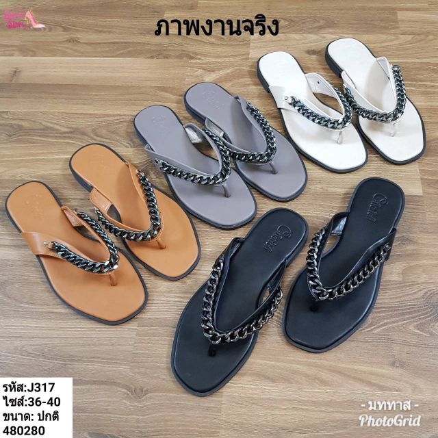 ราคา-490-บาท-สินค้าพร้อมส่ง-j317-รองเท้าแตะสไตล์แบรนด์ดัง-ส่ยหูคีบ