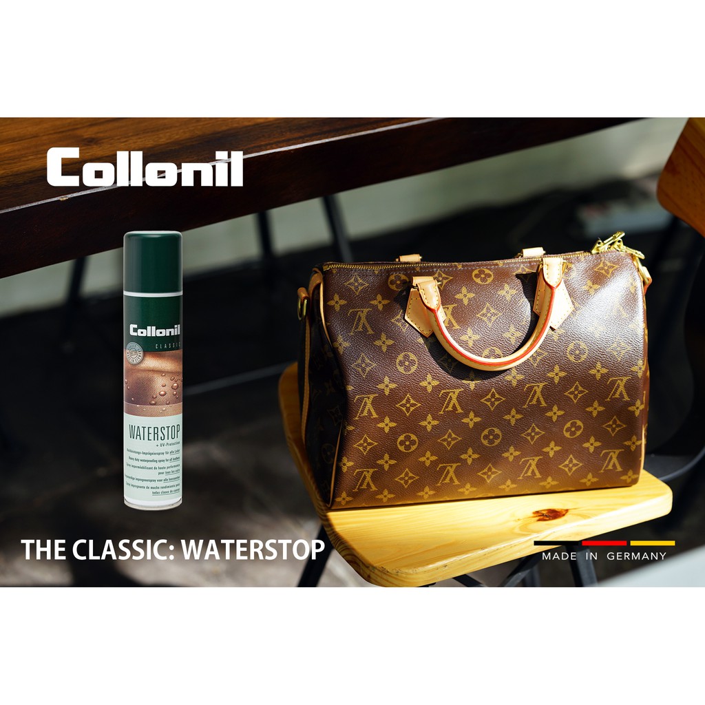 collonil-waterstop-spray-200ml-โคโลนิลสเปรย์น้ำยากันน้ำสำหรับหนังเรียบ-สำหรับรองเท้าและกระเป๋า