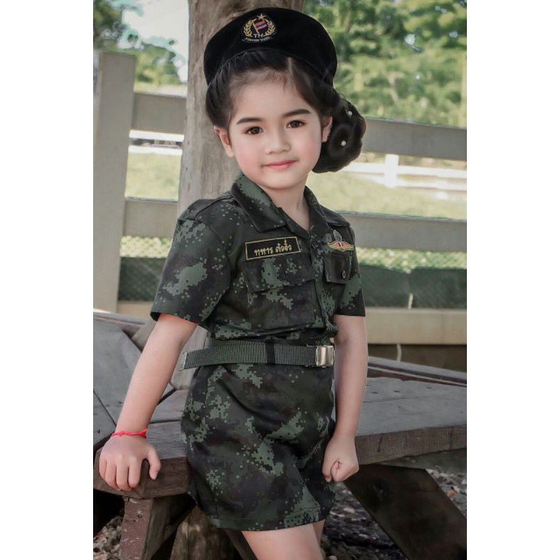ชุดทหารบกลายพราง-พร้อมหมวก-ทหารเด็ก-ทหารหญิง-ชุดทหาร-ชุดอาชีพเด็ก-อาชีพในฝัน