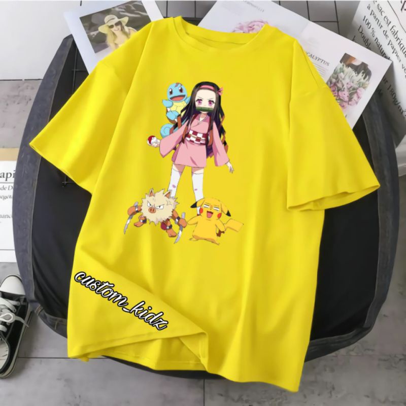 เสื้อยืด-ลาย-nezuko-pokemon-demon-slayer-tokyo-japan-สําหรับเด็ก