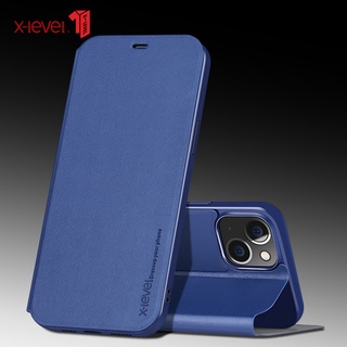 X-level iPhone 13 Pro Max Casing Luxury Business Flip Cover iPhone13 Mini PU Leather Case Stand Book Cover Ultra thin