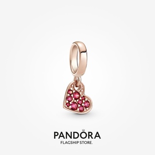 Pandora จี้รูปหัวใจ ดอกกุหลาบ สีแดง ของขวัญวันเกิด สําหรับสุภาพสตรี p825