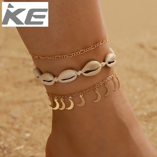 Creative butterfly shell anklet womens simple moon disc pendant multi-piece set for girls fo