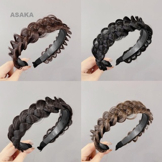 ASAKA Black Twist Braid Hair Bands For Women Toothed Non-slip Designer Headbands Fashion Adjustable Braids Headband