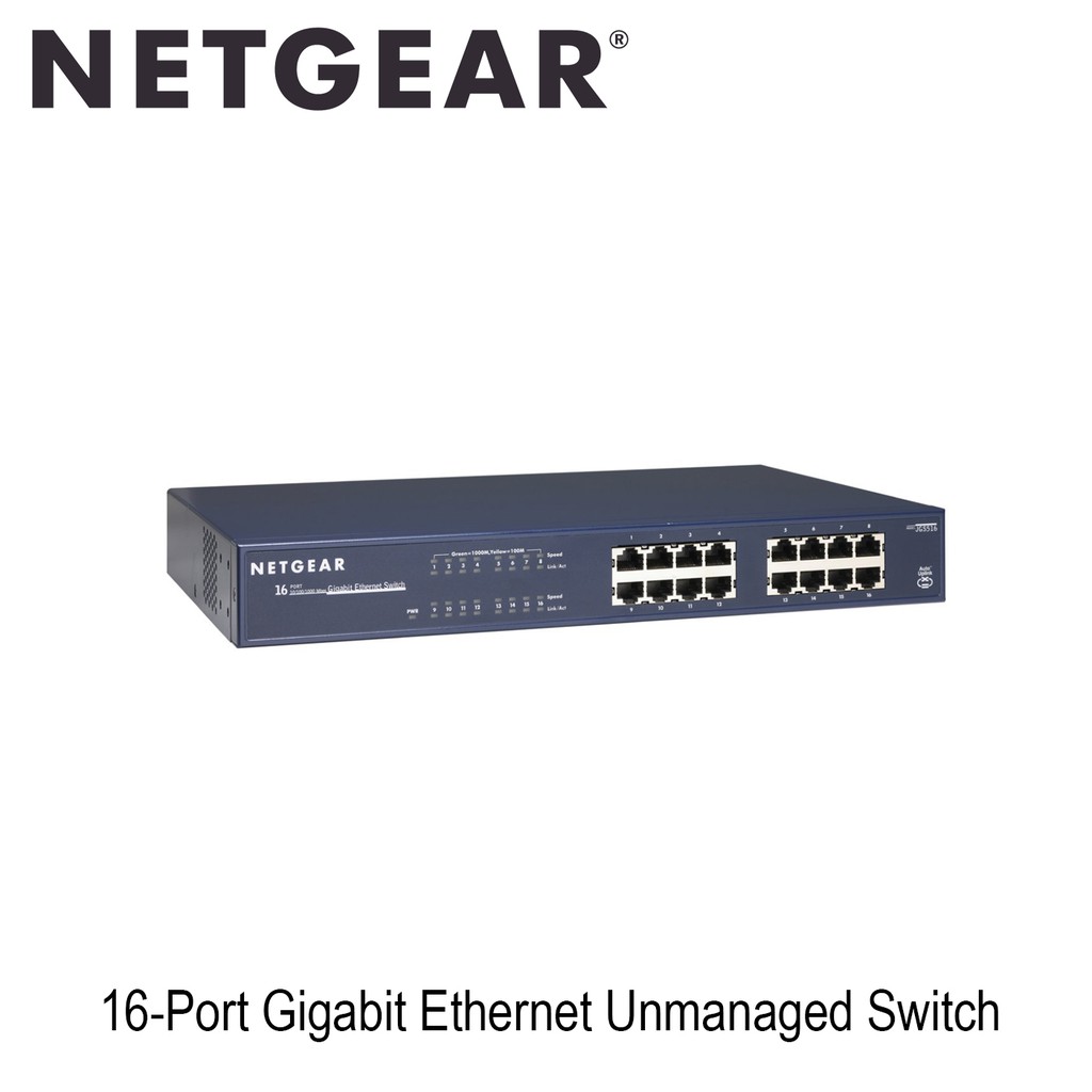NETGEAR GS516-300EUS, Unmanaged, Gigabit Ethernet (10