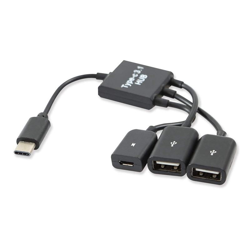 ภาพหน้าปกสินค้าUSB 3.1 Type C Male to 2 Dual USB A 2.0 Female + Micro-USB Female 3 in 1 OTG Hub