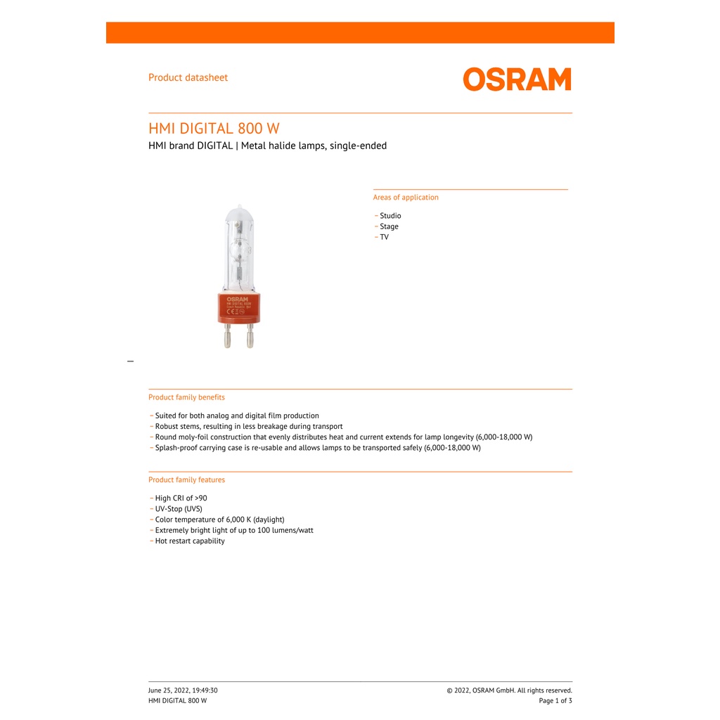 หลอดไฟosram-hmi-digital-800w