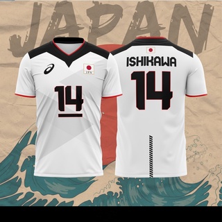 เสื้อกีฬาวอลเลย์บอล สกรีนลาย Ishikawa yuki No.14 ขนาดใหญ่ โอลิมปิก ทีมญี่ปุ่น สำหรับผู้หญิง ผู้ชาย