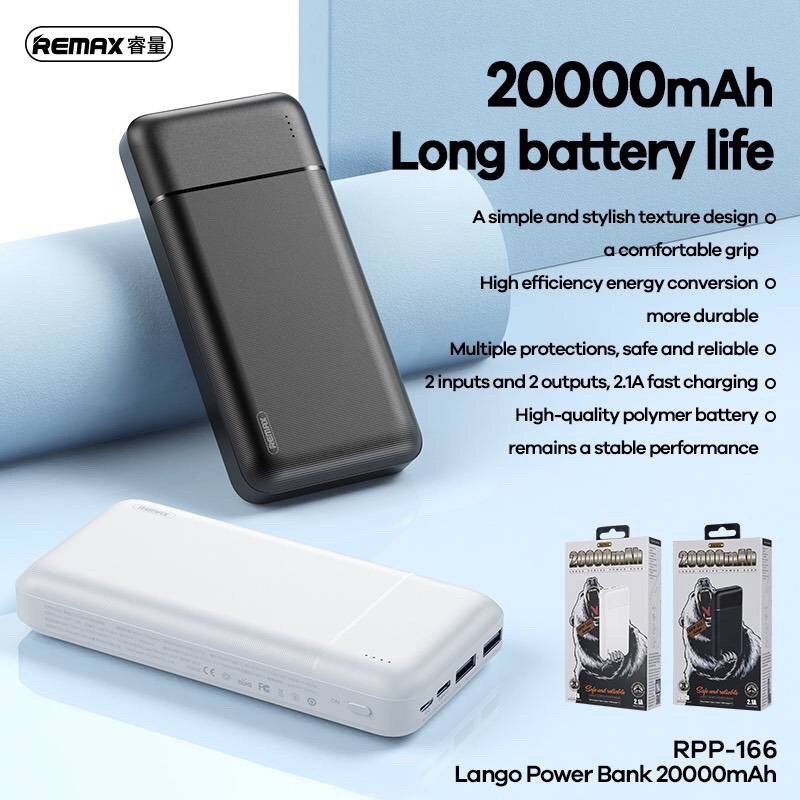 Remax RPP-166 20000mAh แบตสำรอง รีแมกซ์ของแท้100% | Shopee Thailand