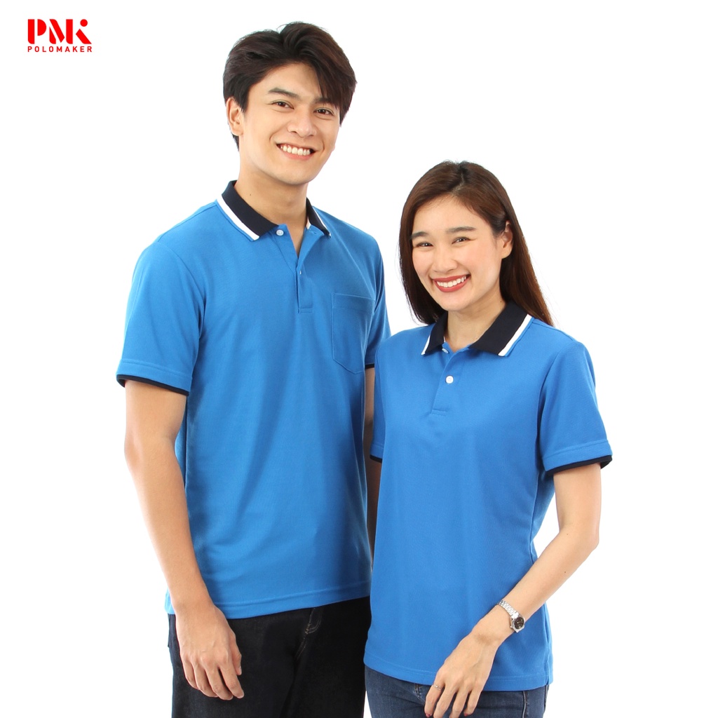 ภาพหน้าปกสินค้าเสื้อโปโล Summer Collection สีน้ำเงิน PK115 - PMK Polomaker