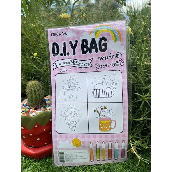 ถุงผ้า-diy-ระบายสี-ผ้าสปันพร้อมสี-6-แท่ง-คละลาย-spunbond-bag-6-pen